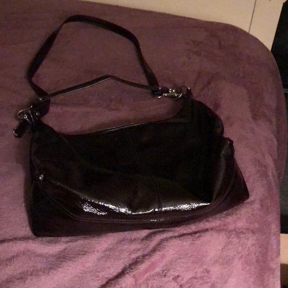 Like-new dark brown patent leather purse. - Picture 2 of 4